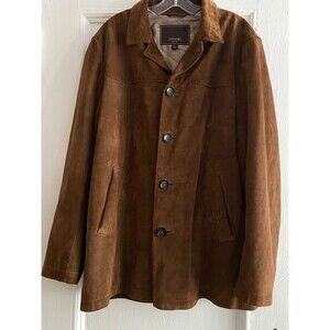 Vintage Coach Suede Leather Shirt Jacket Coat Mens Size L Chestnut Brown color